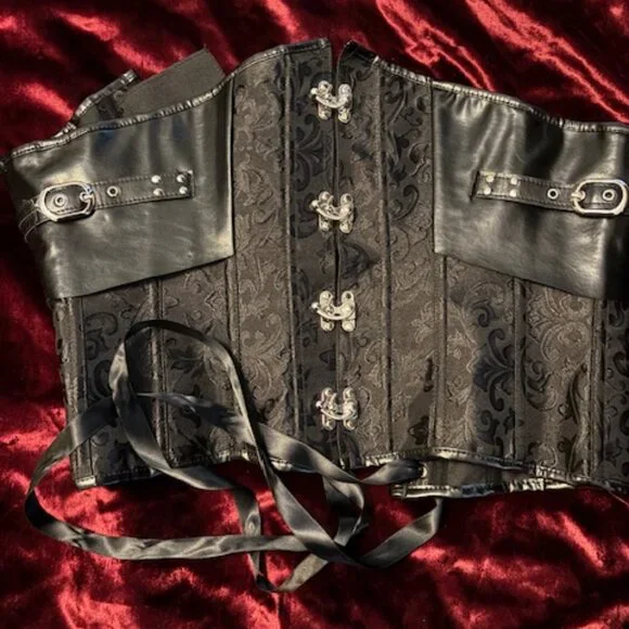 Long layered 2 tiered skirt and black corset Edwardian Ball